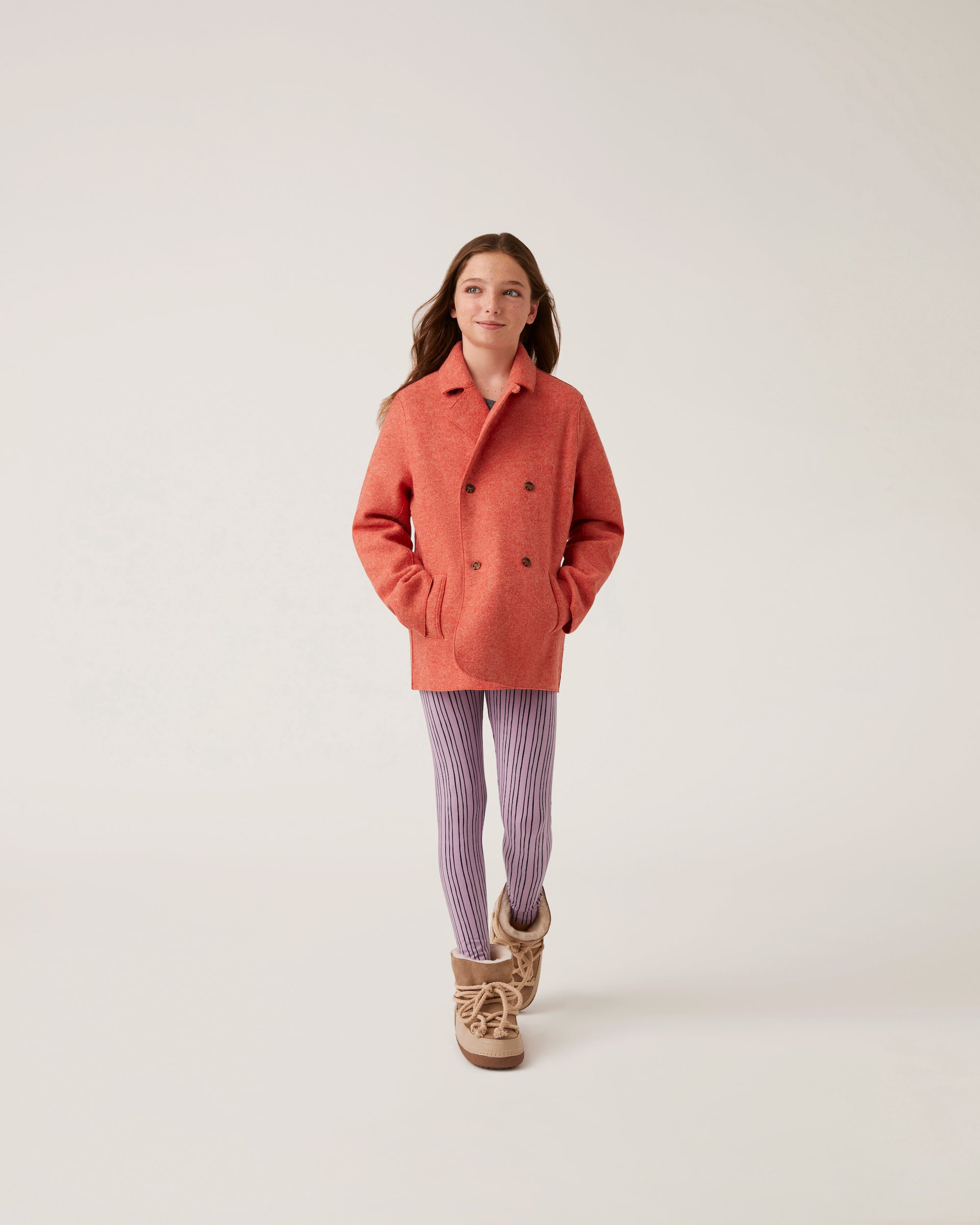 Alpaca Wool Coat in Heathered Coral | Kids Clothing | The